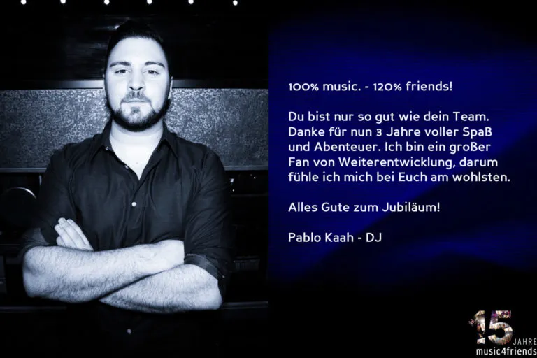 Musik4Friends feiert 15 Jahre Jubiläum mit Gratulationen der Wegbegleiter.